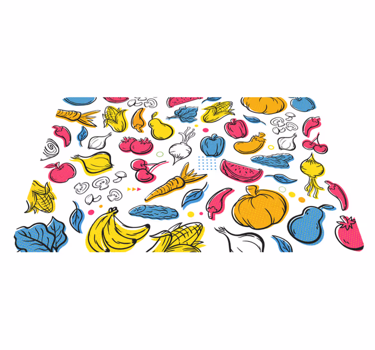 Levendige fruitillustratie vinyl tapijt keuken - TenStickers