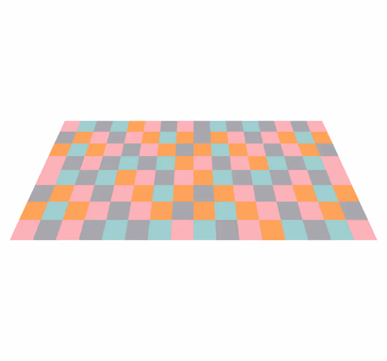 Kleurrijk schaakbord vinyl tapijt geometrisch - TenStickers
