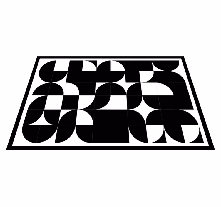 Gebogen zwarte vormen vinyl tapijt geometrisch - TenStickers