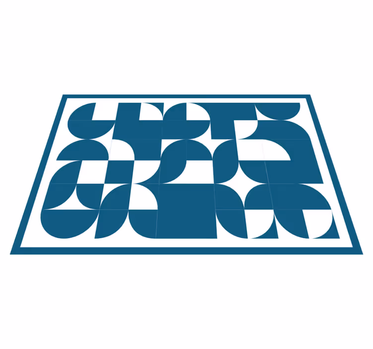 Blauw abstract motief vinyl tapijt geometrisch - TenStickers