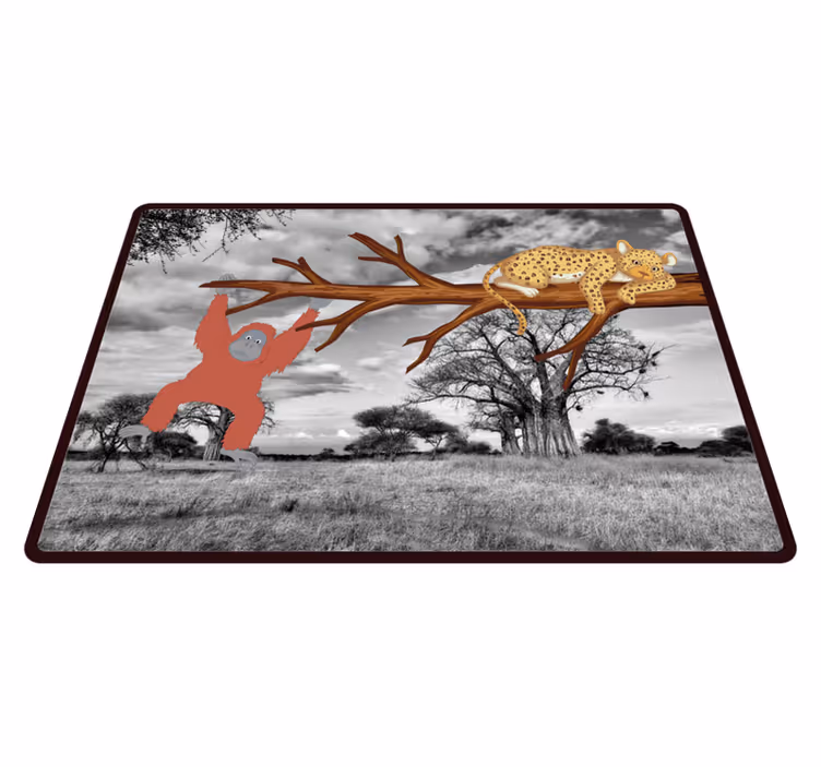 Speelse junglewezens dieren vinyl tapijt - TenStickers