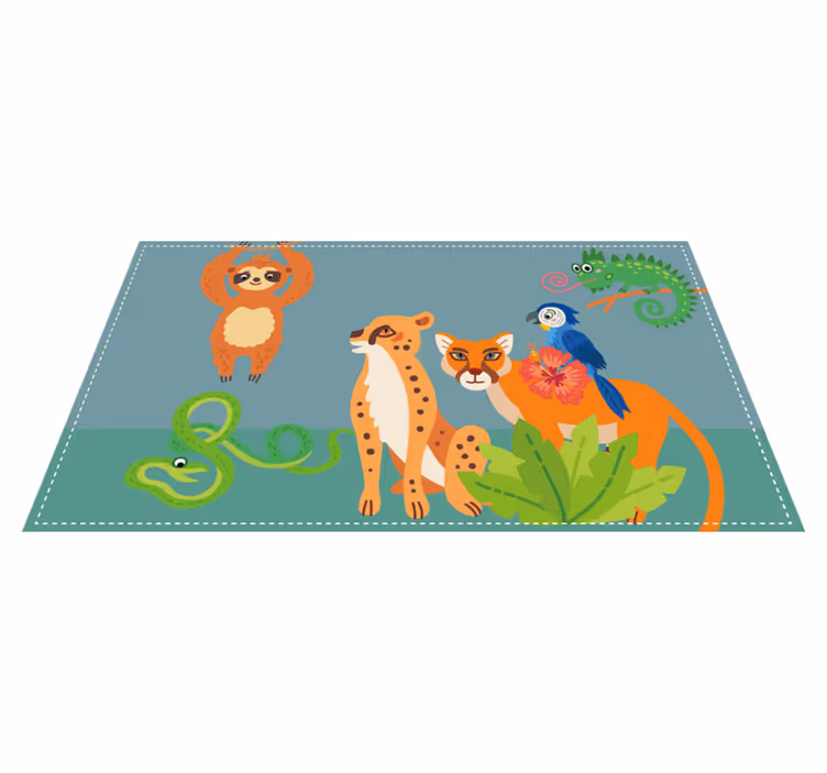 Dieren vinyl tapijt jungle dieren speelplaats - TenStickers