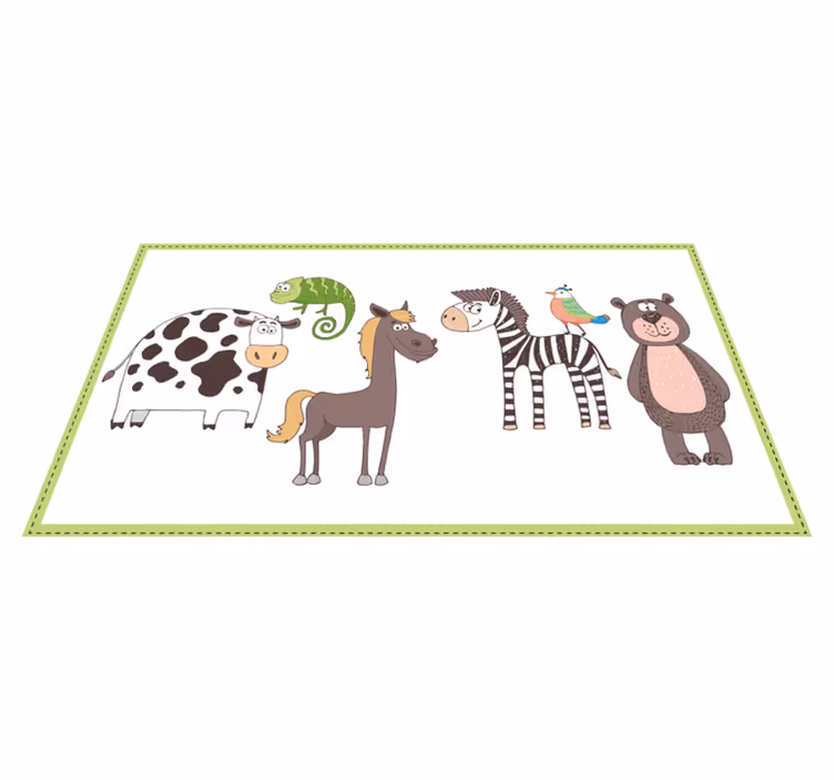 Schattige dierenvrienden vinyl tapijt kind - TenStickers
