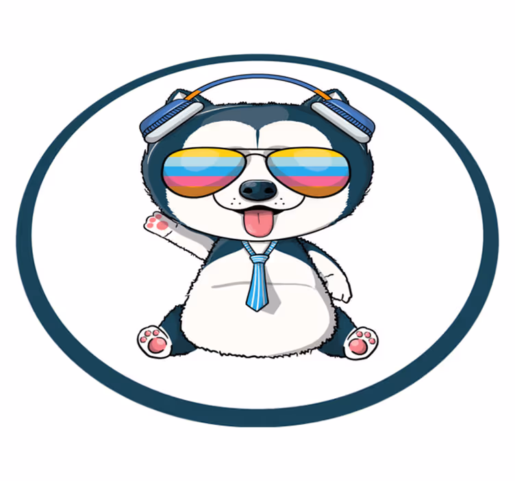 Cool hondenkarakter vinyl tapijt kind - TenStickers