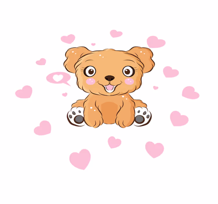 Schattige puppy illustratie vinyl tapijt rond - TenStickers