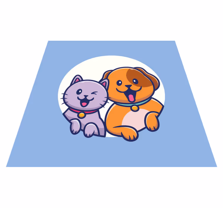 Schattig huisdierduo dieren vinyl tapijt - TenStickers