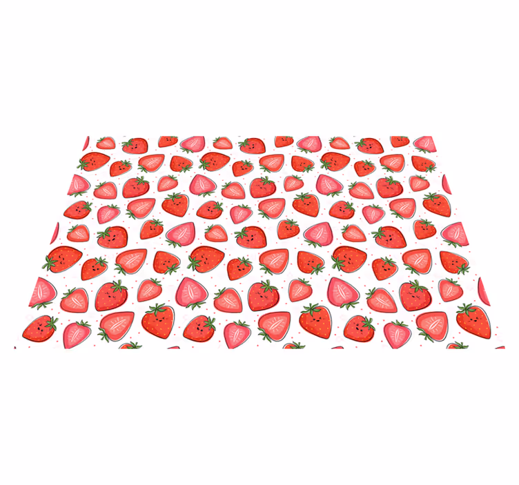 Heerlijk aardbeienmotief vinyl tapijt bloemen en planten - TenStickers