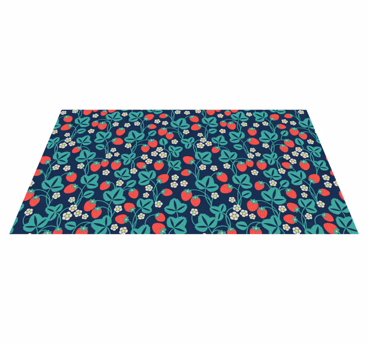 Aardbeienbloeminspiratie vinyl tapijt bloemen en planten - TenStickers