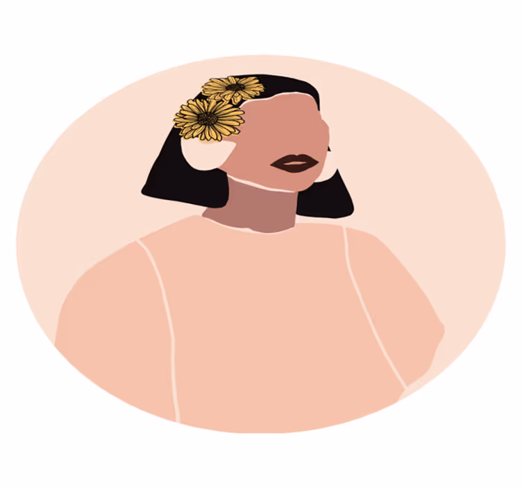 Bloemenportret vinyl tapijt bloemen en planten - TenStickers