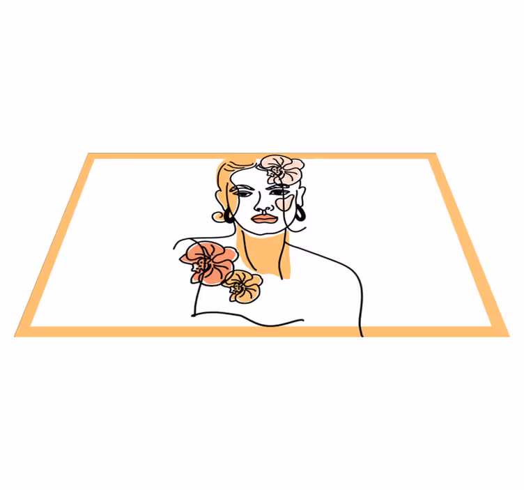 Stijlvol bloemenportret vinyl tapijt modern - TenStickers