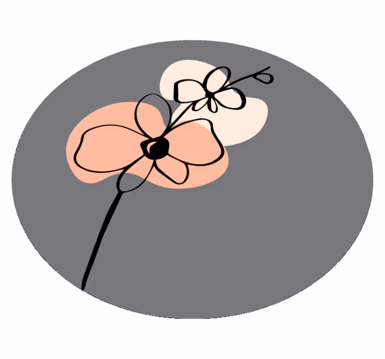 Vinyl tapijt bloemen en planten minimalistisch grijs ontwerp - TenStickers