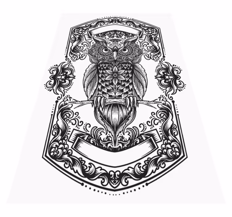 Ingewikkeld uilmotief vinyl tapijt mandala - TenStickers