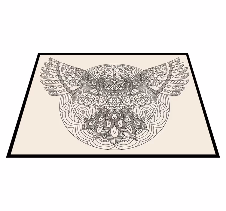 Elegant uilenpatroon vinyl tapijt mandala - TenStickers