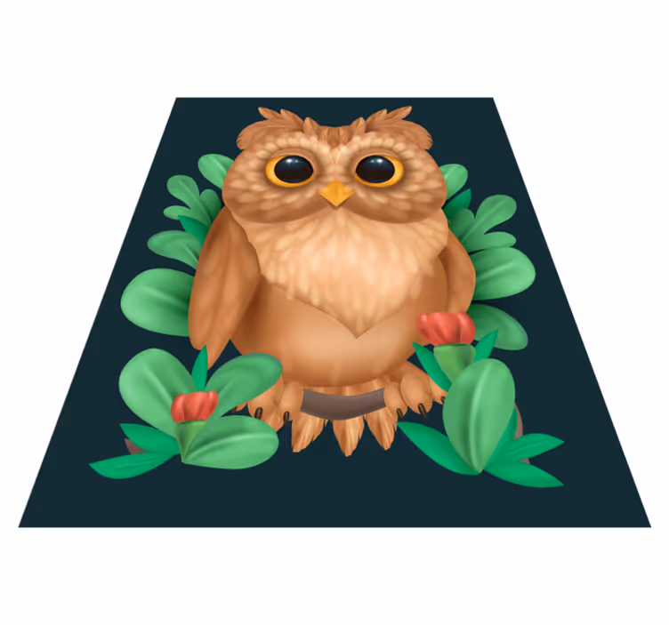 Schattige uil illustratie dieren vinyl tapijt - TenStickers