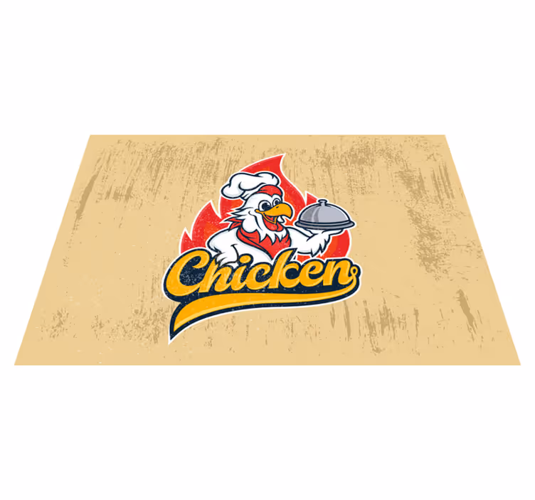Vrolijk kippenlogo vinyl tapijt keuken - TenStickers