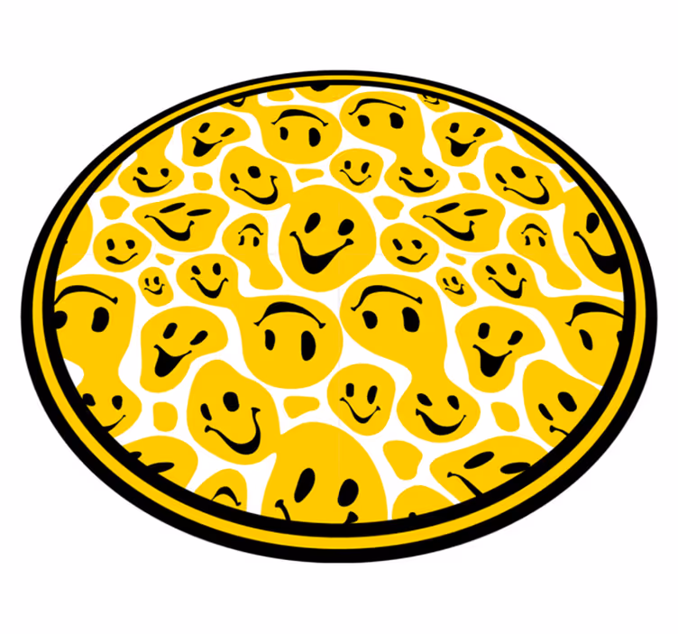 Verzameling blije gezichten vinyl tapijt rond - TenStickers