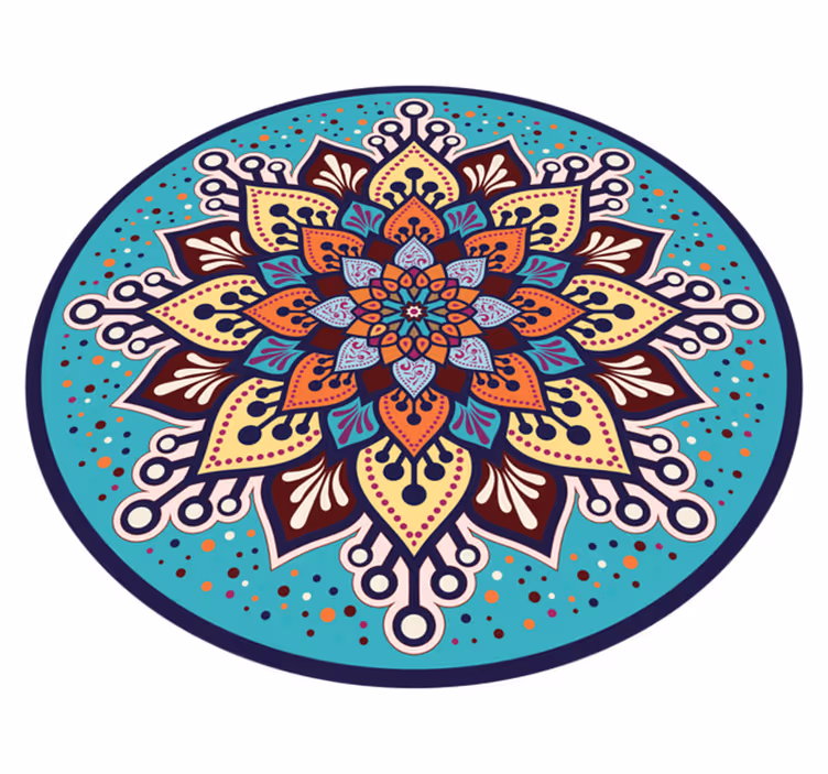 Arte colorido en círculo vinyl tapijt mandala - TenStickers