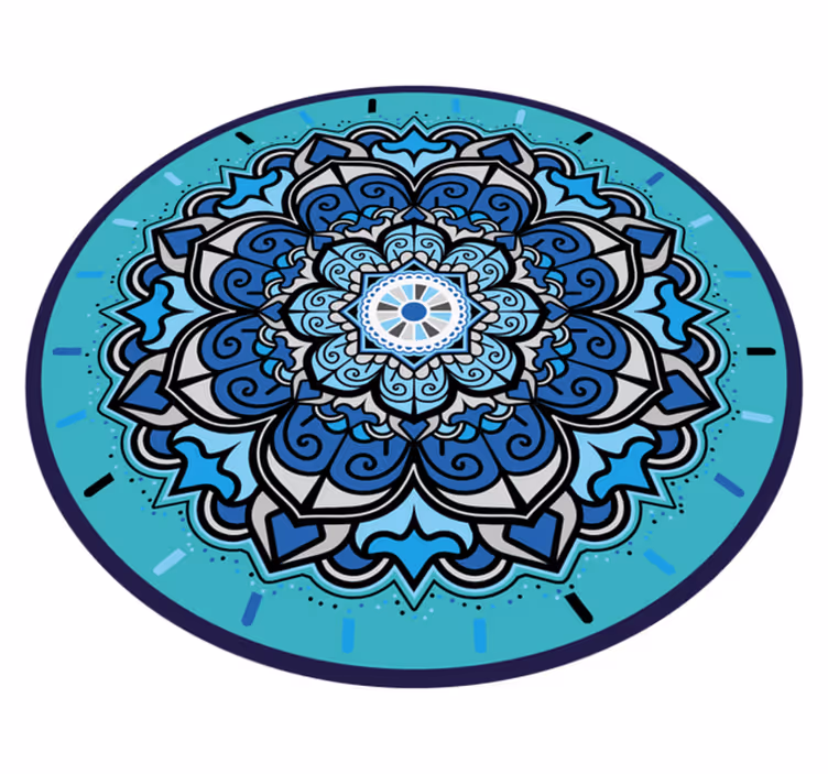Ingewikkelde blauwe mandala vinyl tapijt rond - TenStickers