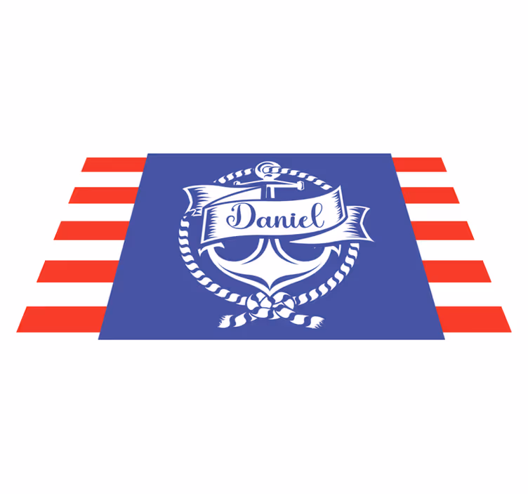 Nautisch ankerontwerp vinyl tapijt met naam - TenStickers