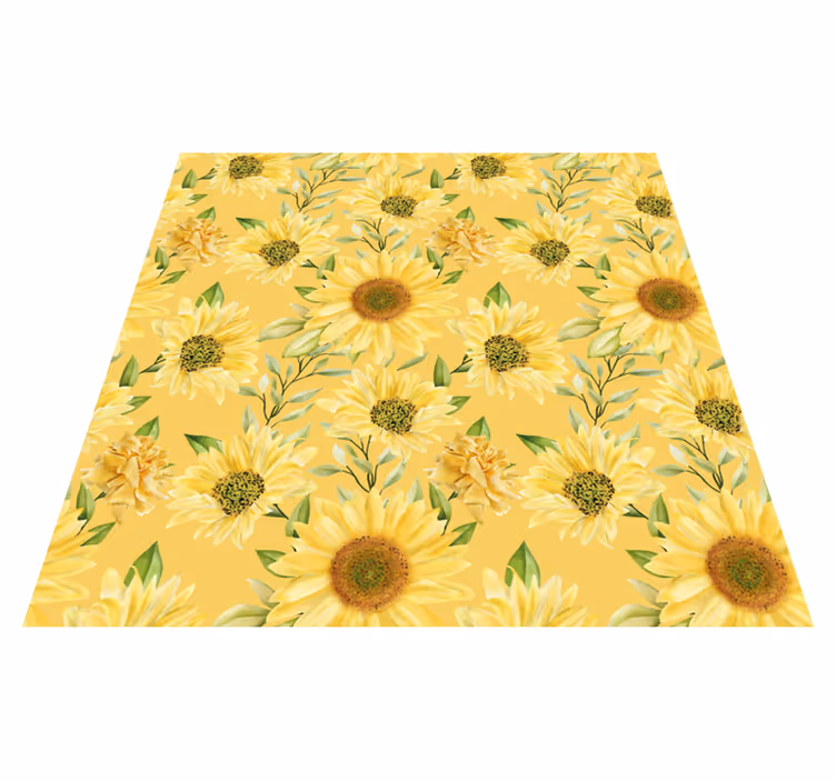 Zonnebloem embleem vinyl tapijt bloemen en planten - TenStickers
