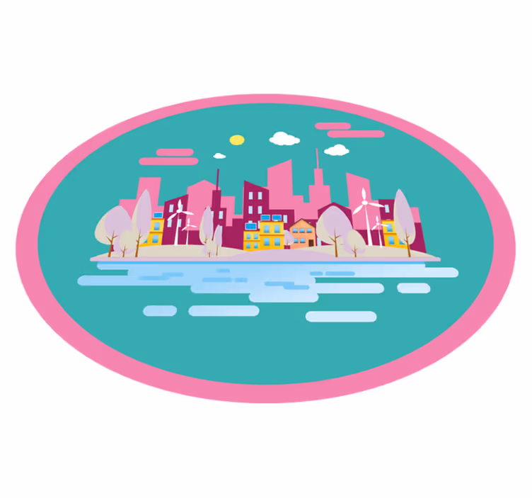 Kleurrijk stadsgezicht vinyl tapijt meer kinderen - TenStickers