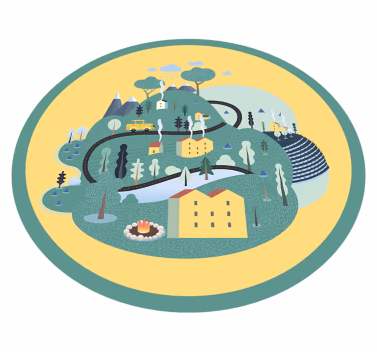 Speelse landschapsreis vinyl tapijt snelwegen - TenStickers