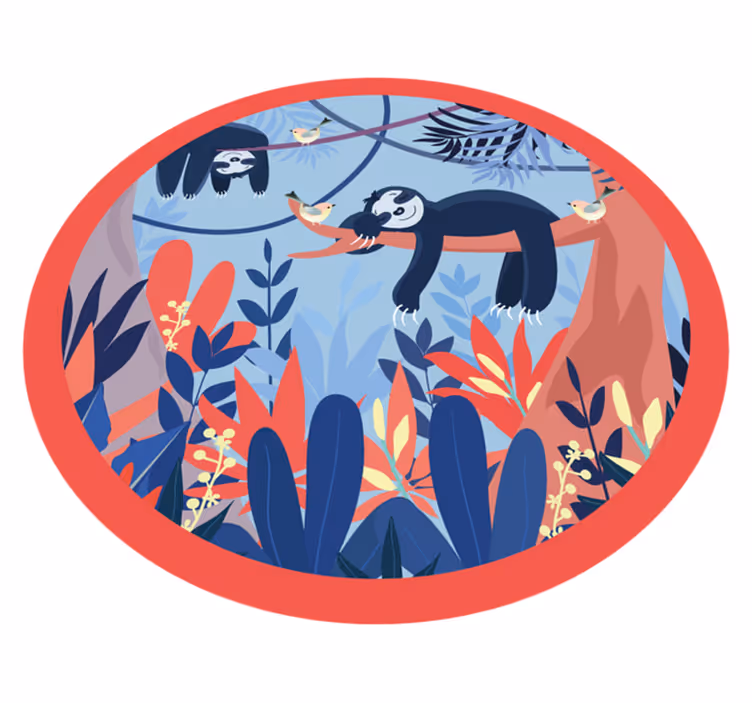Luiaard jungle scène vinyl vloerkleed dierenprint - TenStickers