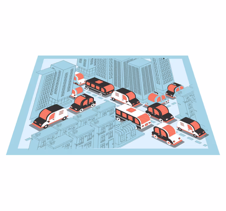 Stadsverkeersscène vinyl tapijt snelwegen - TenStickers