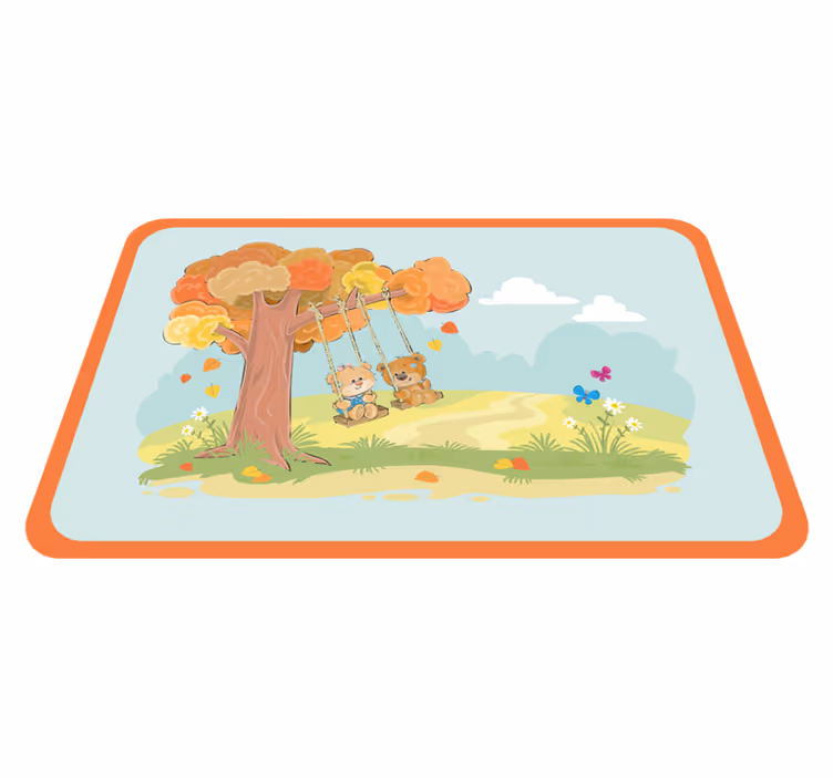 Babyberen op schommels vinyl tapijt kind - TenStickers