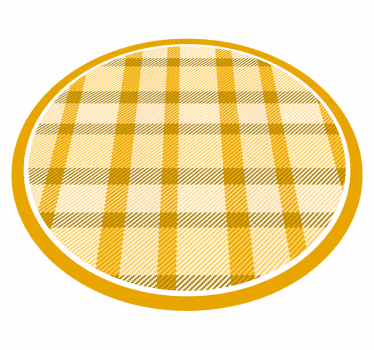 Gele ruitprint vinyl tapijt rond - TenStickers