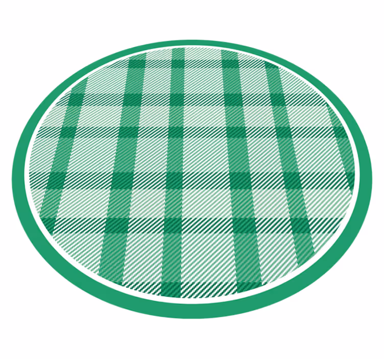Groen ruitpatroon vinyl tapijt rond - TenStickers