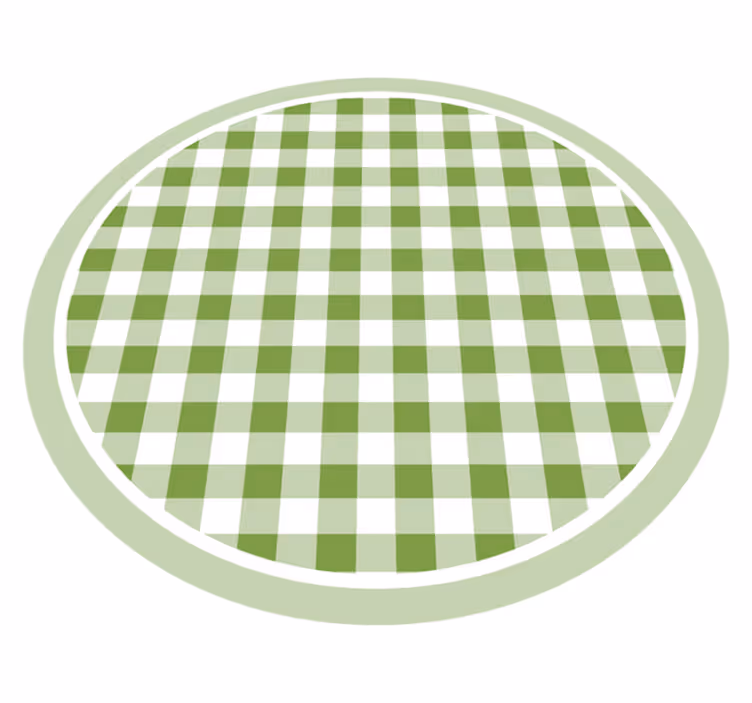 Groen geruit motief vinyl tapijt rond - TenStickers