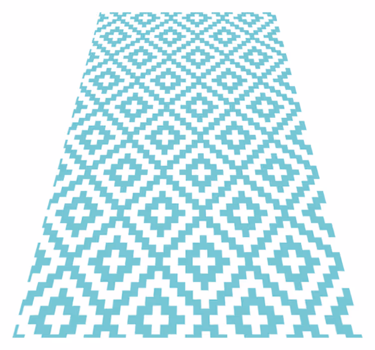 Turquoise patroon vinyl tapijt geometrisch - TenStickers