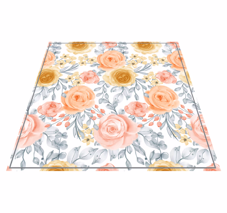 Vinyl tapijt bloemen en planten roze bloemen schatten - TenStickers