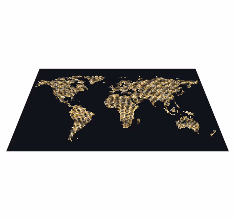 Vinyl tapijt wereldkaart gouden wereldkaart - TenStickers