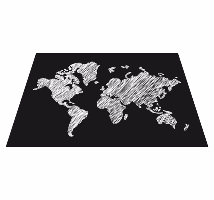 Krijtbord grijs ontwerp vinyl tapijt wereldkaart - TenStickers