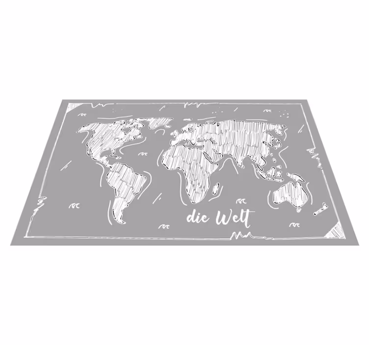 Vinyl tapijt wereldkaart contouren - TenStickers