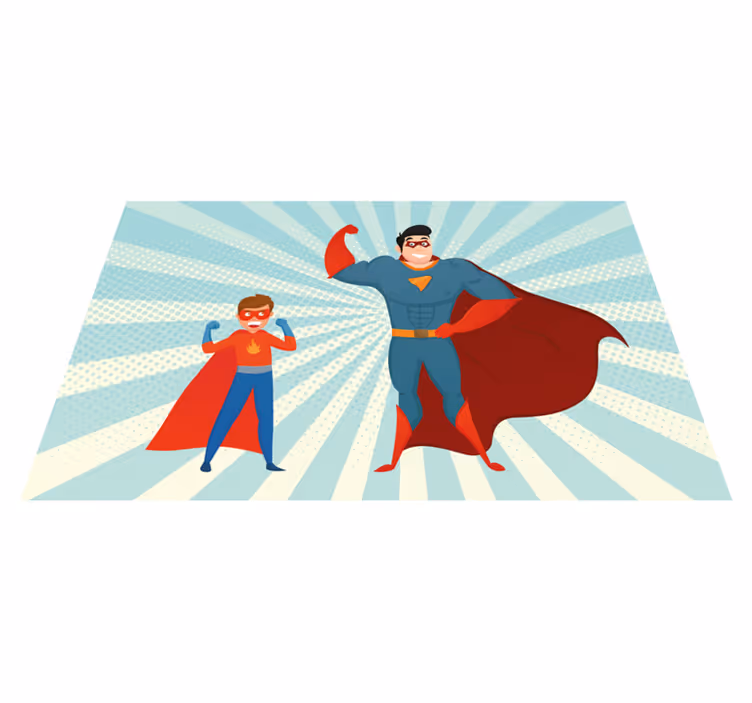 Superheldenduo vinyl tapijt meer kinderen - TenStickers