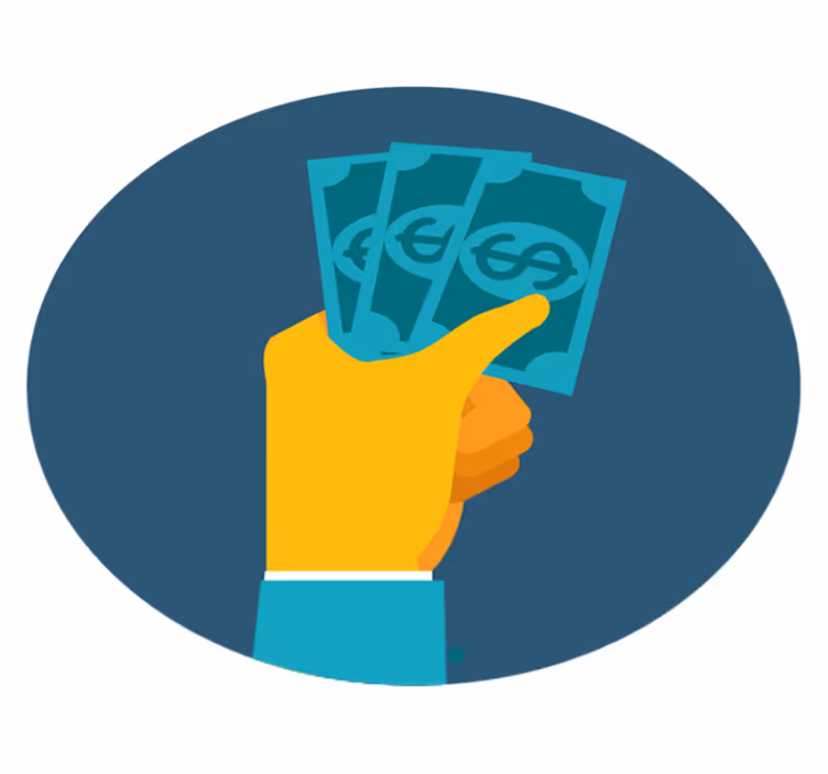Hand met contant geld vinyl tapijt meer kinderen - TenStickers