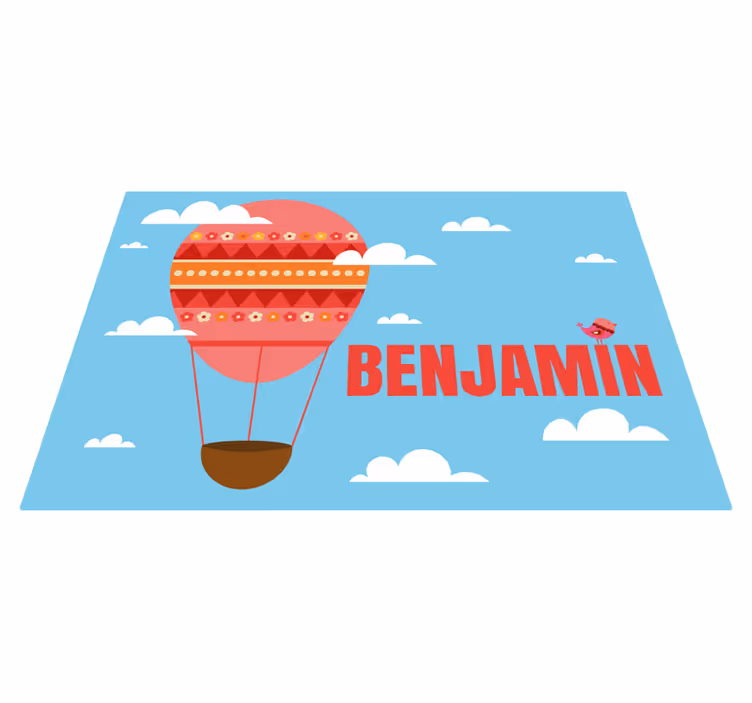 Rode luchtballon met naam vinyl tapijt meer kinderen - TenStickers