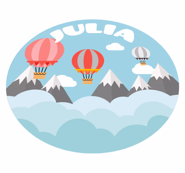 Bergen en ballonnen met naam vinyl tapijt meer kinderen - TenStickers