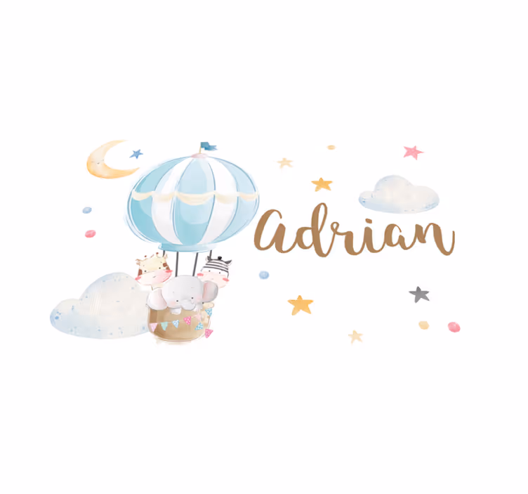 Luchtballon met naam vinyl tapijt meer kinderen - TenStickers