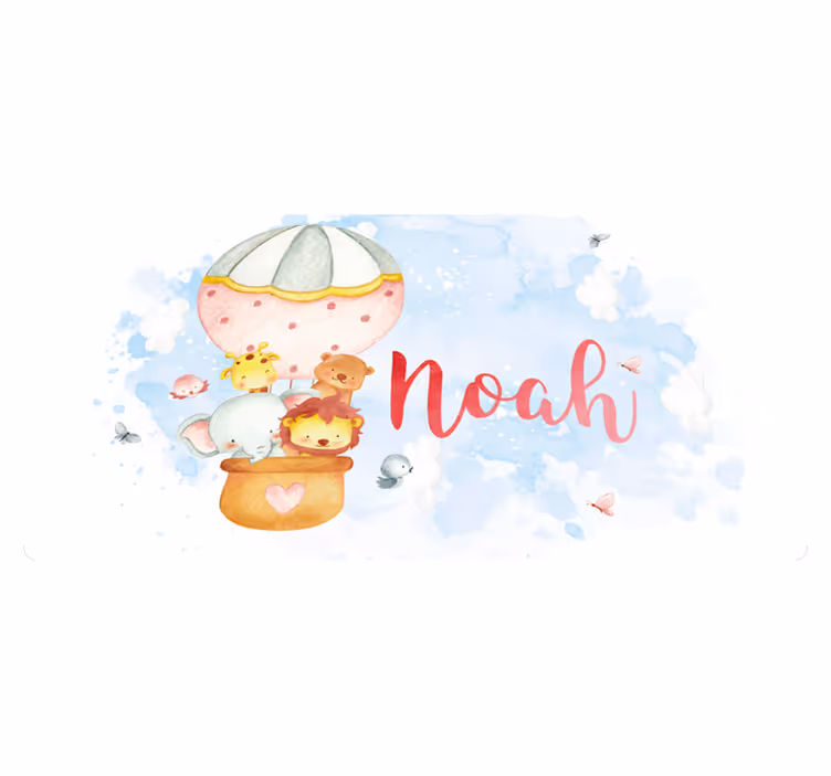 Ballonavontuur met naam vinyl tapijt baby - TenStickers