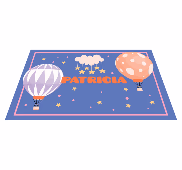Vinyl tapijt met naam ballonvaart avonturen - TenStickers