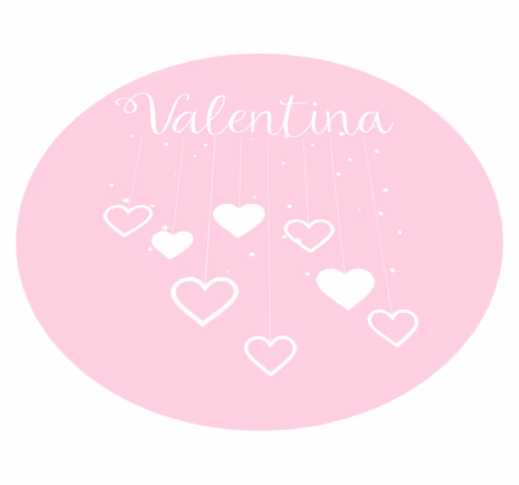 Hangende roze hartjes met naam vinyl tapijt meer kinderen - TenStickers