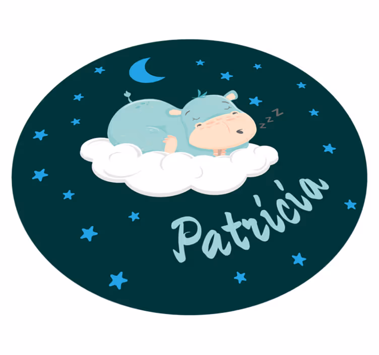 Slaperige nijlpaard met naam vinyl tapijt baby - TenStickers