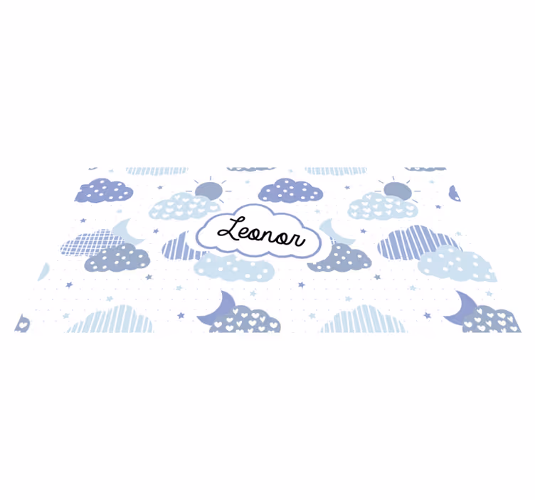 Wolkenpatroon vinyl tapijt met naam - TenStickers