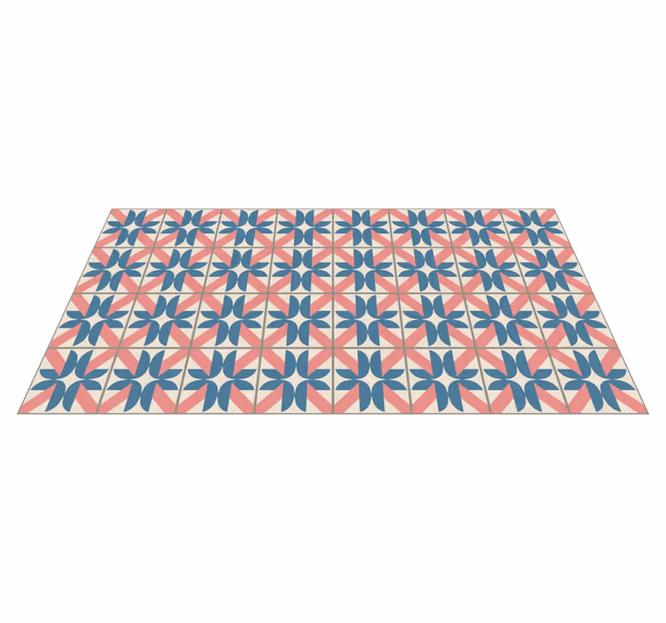Roze blauw geometrisch patroon vinyl tapijt tegels - TenStickers