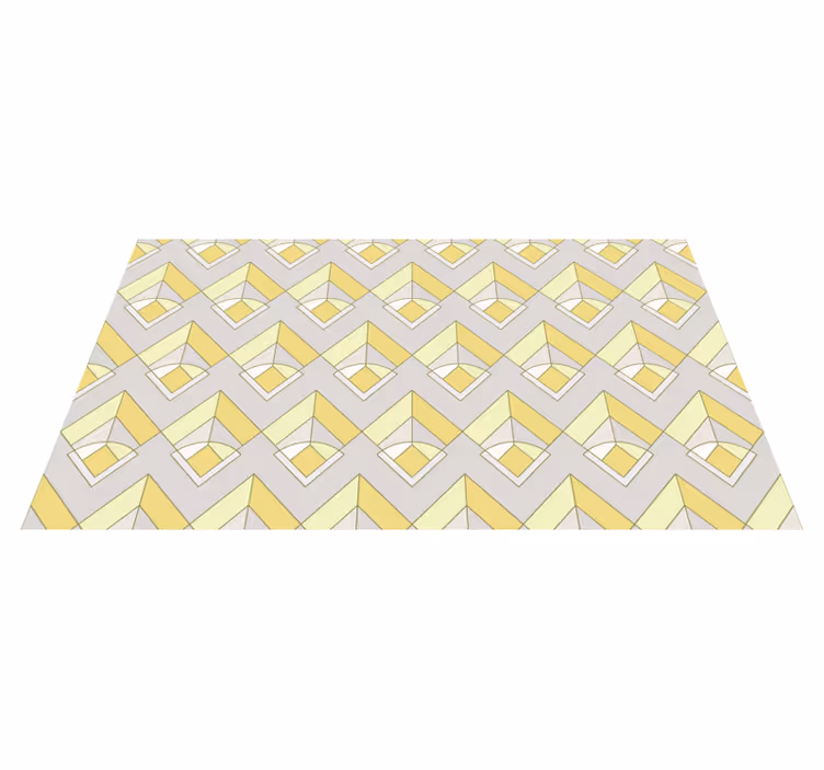 Geel en grijs patroon vinyl tapijt geometrisch - TenStickers