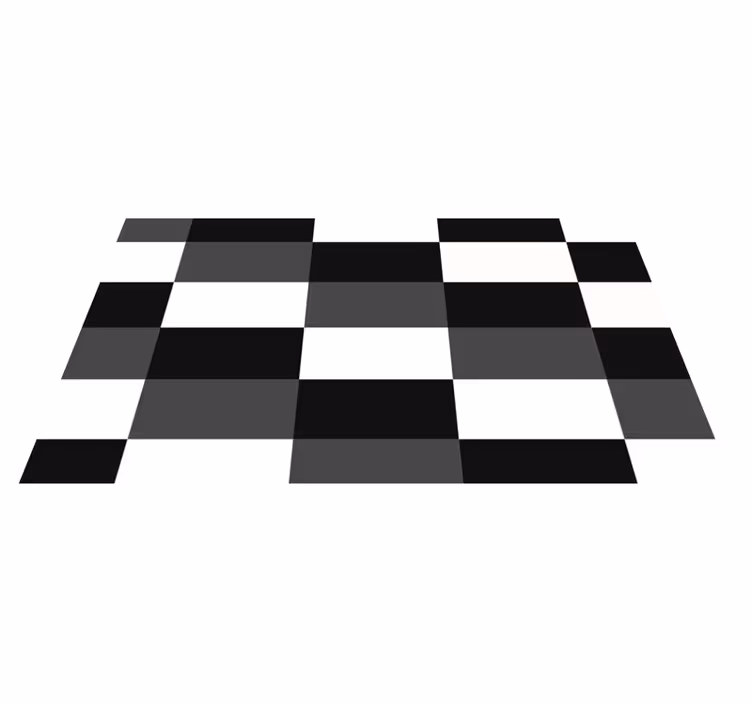 Zwart-wit geblokt vinyl tapijt geometrisch - TenStickers